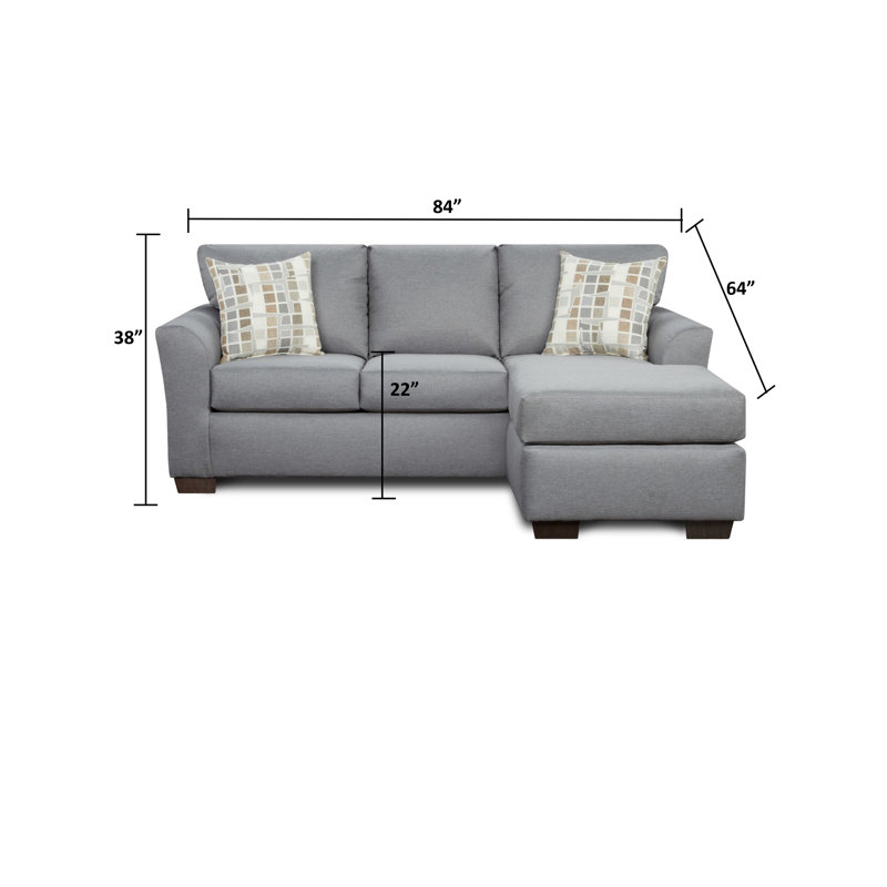 84" Wide Cotton Reversible Sofa & Chaise, Gray