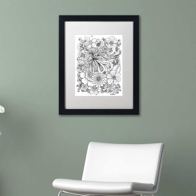 « zendoodle », impression sur toile encadrée, Blanc, H 20 po x l 16 po x P 0,5 po, Toile avec cadre noir