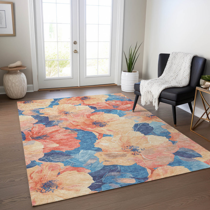 Tapis orange lavable intérieur / extérieur Bellavour , 8' x 10'