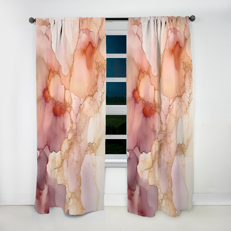 Rideaux en velours rose Adrienna, L 52 po x L 108 po