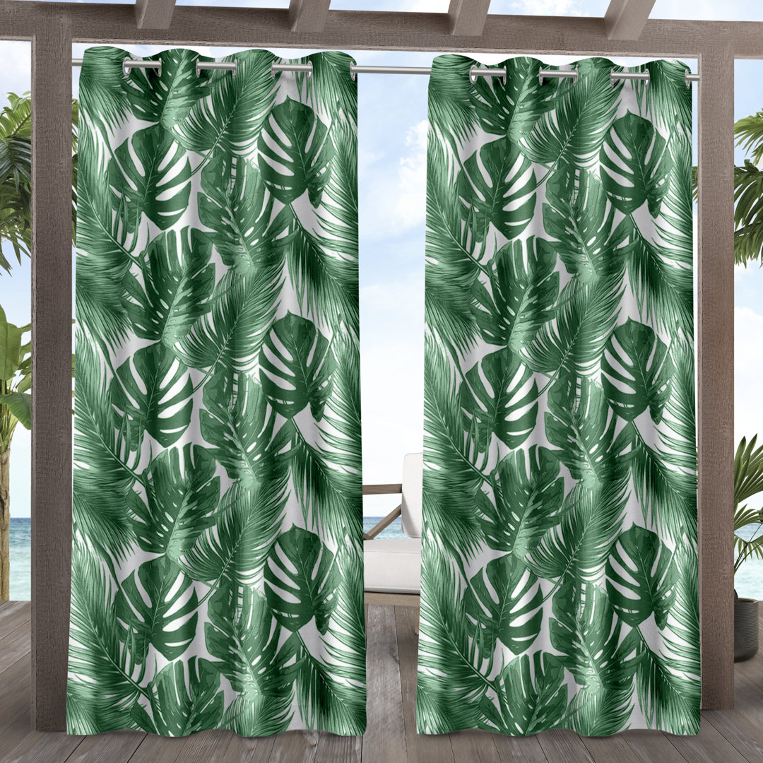 Chillicothe Floral Room Darkening Outdoor Grommet Curtain Panels (Set of 2) Bay Isle Home™ Curtain 