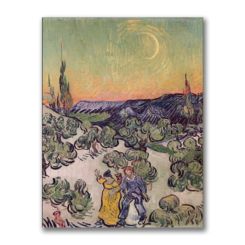 «Moonlit Landscape 1889» par Vincent Van Gogh, reproduction sur toile, H 24 po x l 18 po x P 2 po