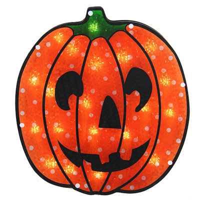 13" Lighted Jack O' Lantern Pumpkin Halloween Window Silhouette Decoration