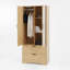 Armoire 2 portes en bois avec tringle, tiroirs, lumière à induction et miroir pour le rangement et l'organisation de la chambre à coucher