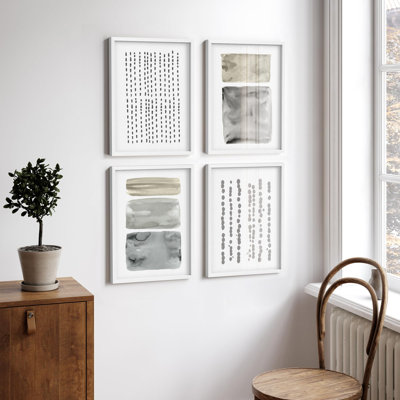 "Décoration murale abstraite moderne à motifs en noir et blanc", 4 pièces
