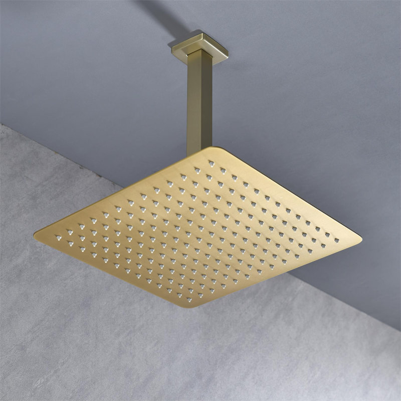 12-Inch High-Pressure Rain Shower Head With Shower Arm, Brushed Gold