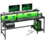 Petit bureau d'ordinateur pour la maison avec prise électrique et support pour unité centrale, bureau de jeu avec support pour écran et éclairage DEL-1084220728-1337424943