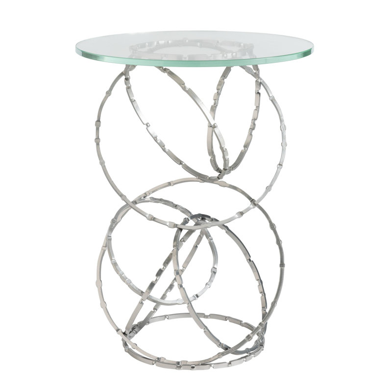 Olympus Glass Top Accent Table, Sterling