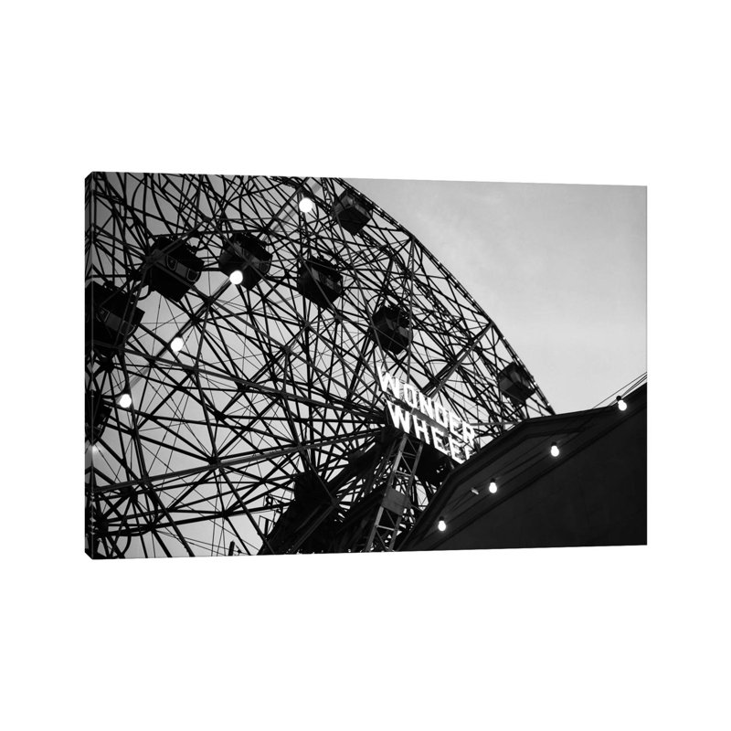 1920s Looking up at Wonder Wheel Amusement Ride Coney Island New York USA 1 Piece Wrapped Canvas Wall Art