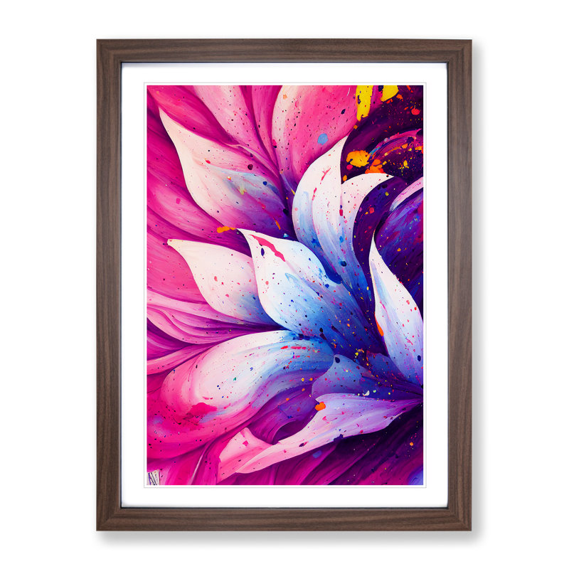 Flower No.5 - Single Picture Frame Print, 34cm H x 25cm W x 2cm D, Walnut