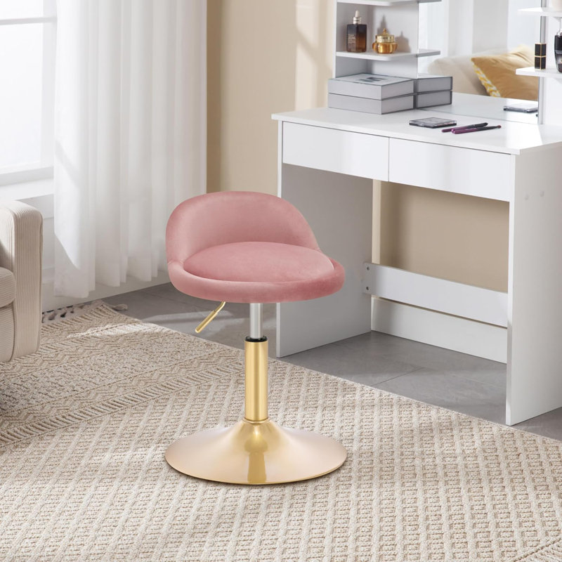 Aieden Upholstered Adjustable Height Counter Stool with Metal Frame, Antique Pink/Pink