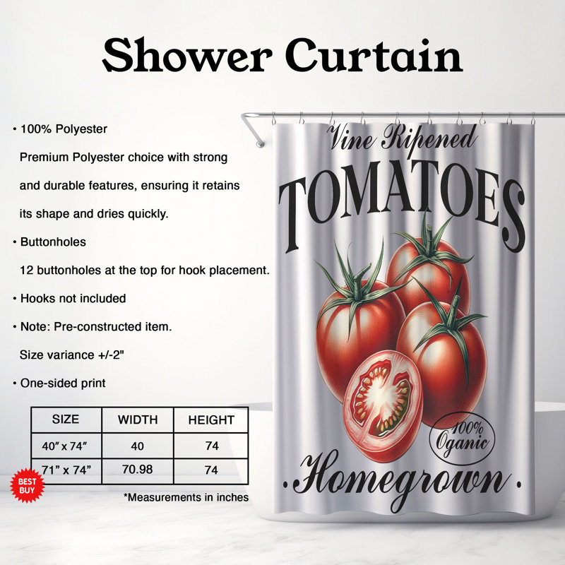 Rideau de douche standard 1 pièce Soft Fruit, H 74 po x l 71 po