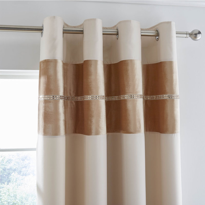 Velvet Diamante Glamour Eyelet Room Darkening Curtains