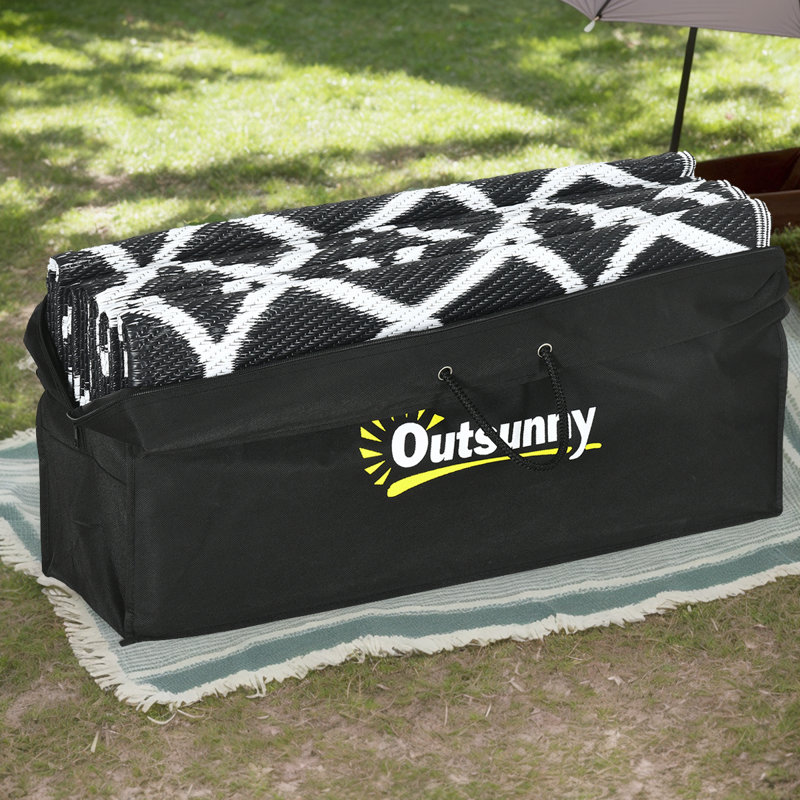 Reversible Waterproof Outdoor Rug - Portable RV Camping Mat With Carry Bag,  Rectangle 9' x 12'