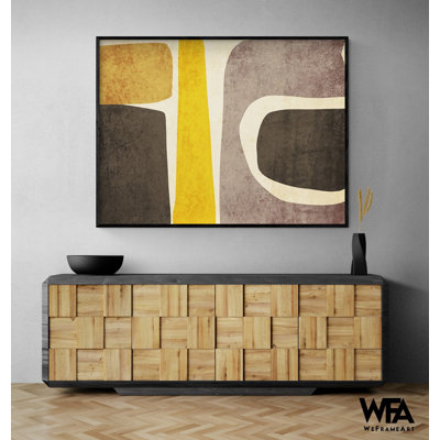 «Organic Shapes And Lines X» par Irena Orlov, décor abstrait jaune, impression d'art sur fond brun, impression d'art abstrait