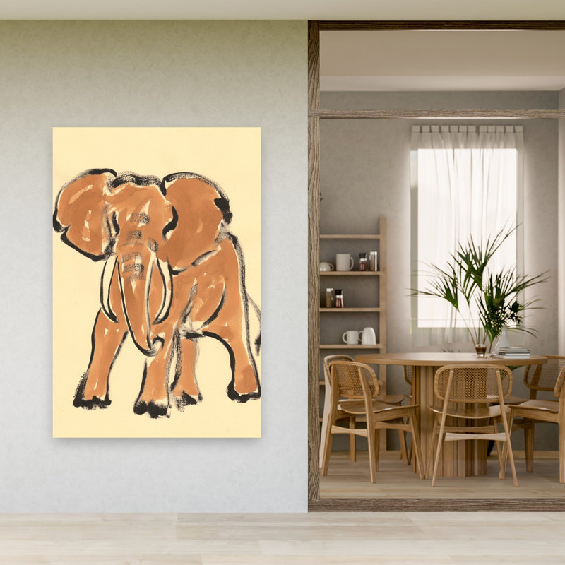 African Elephant Sketch Minimalist Contemporary Elephant Wildlife Architecture Wall Art Print 1 Piece Wrapped Canvas Wall Art