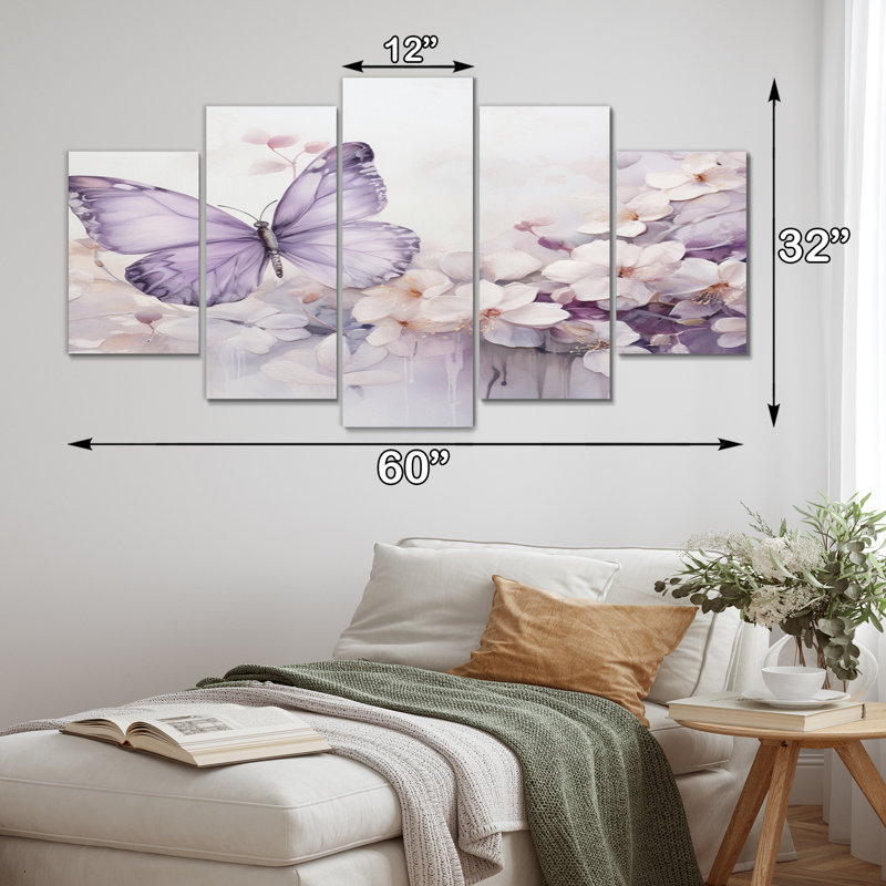 Papillon mauve enchanté vol II 5 pièces