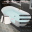 Baignoire en acrylique blanc brillant de 63 po, autoportante pour spa de salle de bain, avec système de colmatage et forme de berceau avec drainage double isolation