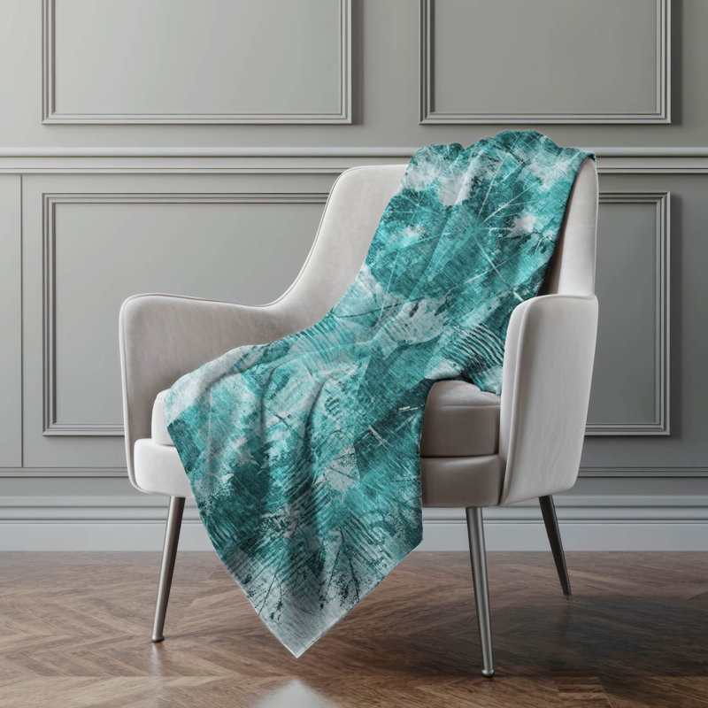 Jeté en sherpa floral Addison, Bleu sarcelle