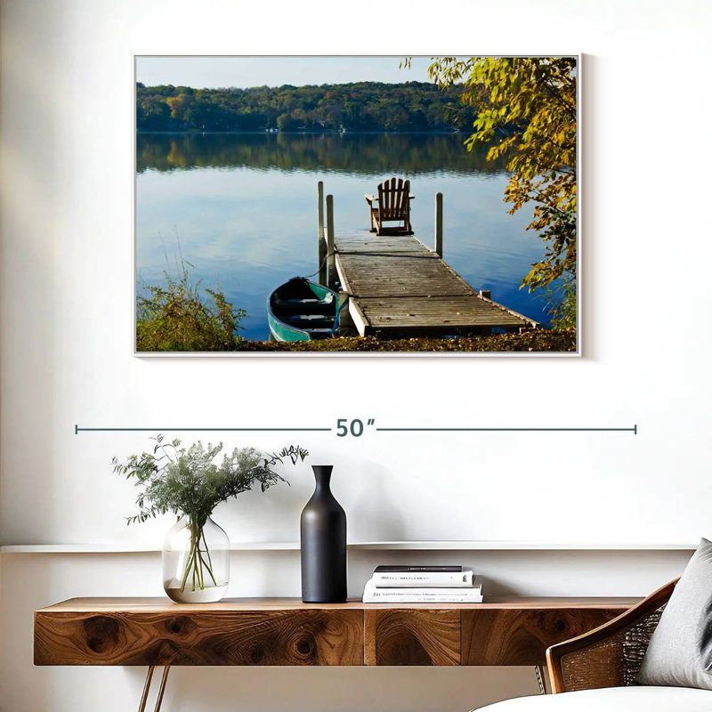 Lac Léman matin calme, Cadre flottant blanc, 40 po x 27 po
