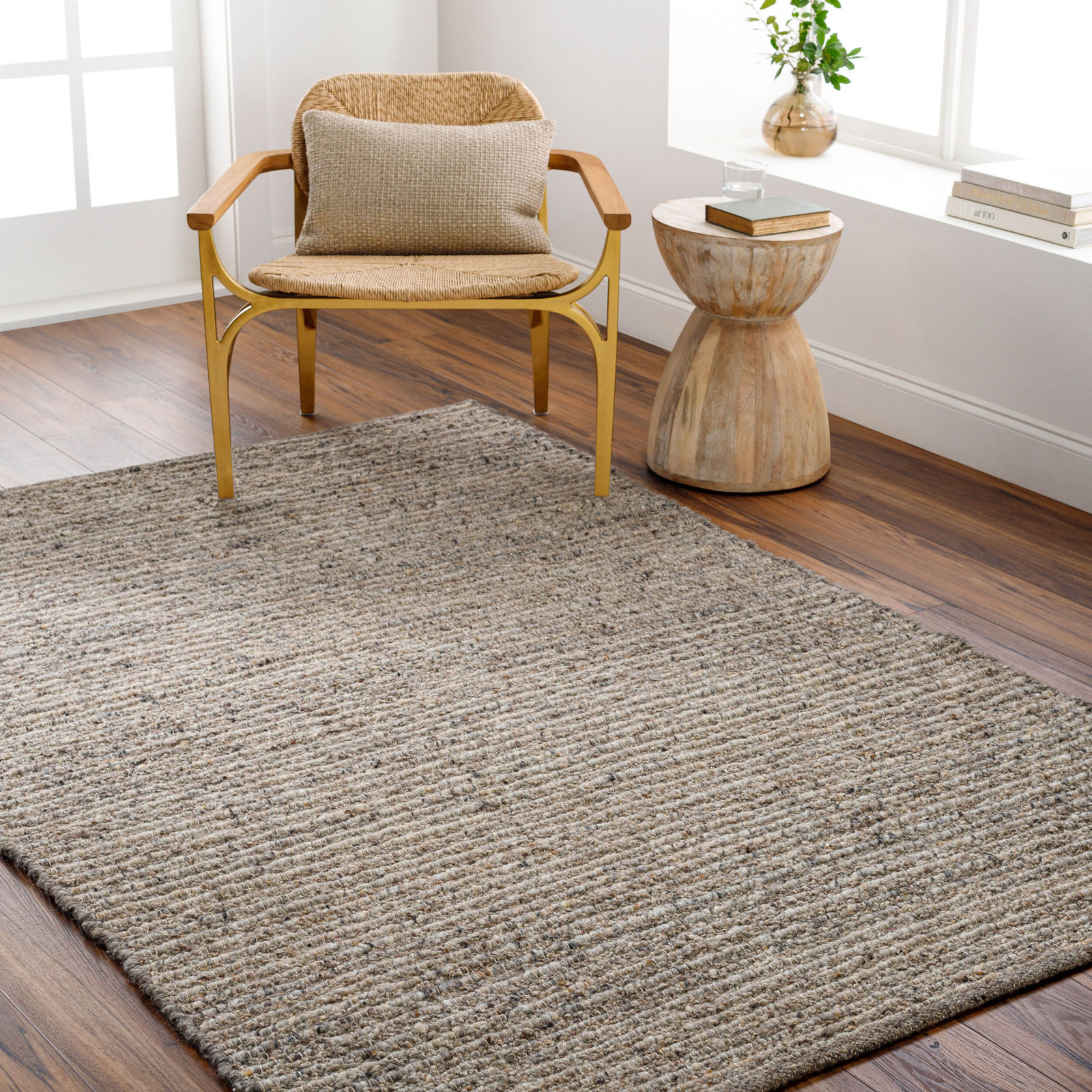 Joly Handmade Wool Rug, Taupe, Rectangle 10' x 14'