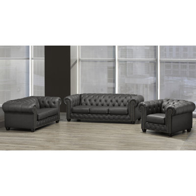 Orner 3 Piece Genuine Leather Living Room Set