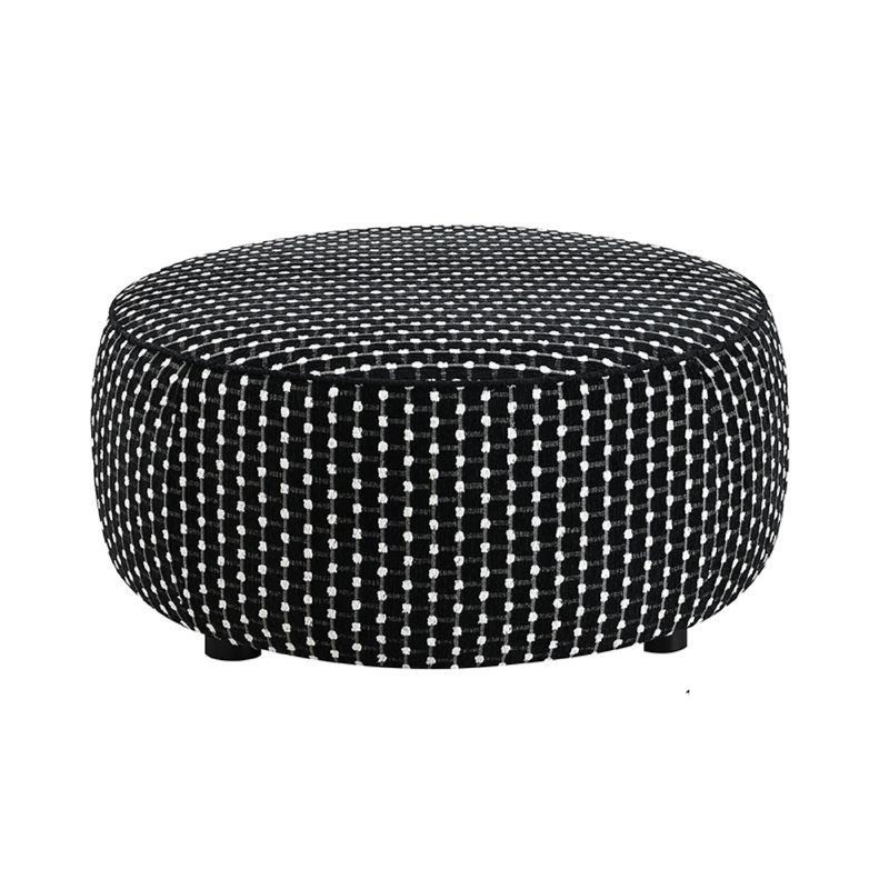 Viani Accent Ottoman, Square Dotted Pattern, Black Chenille 36 Inch