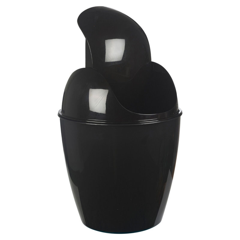 Octayvia Plastic Swing Top Kitchen Trash Can - 1.32L, 1.32L, Black