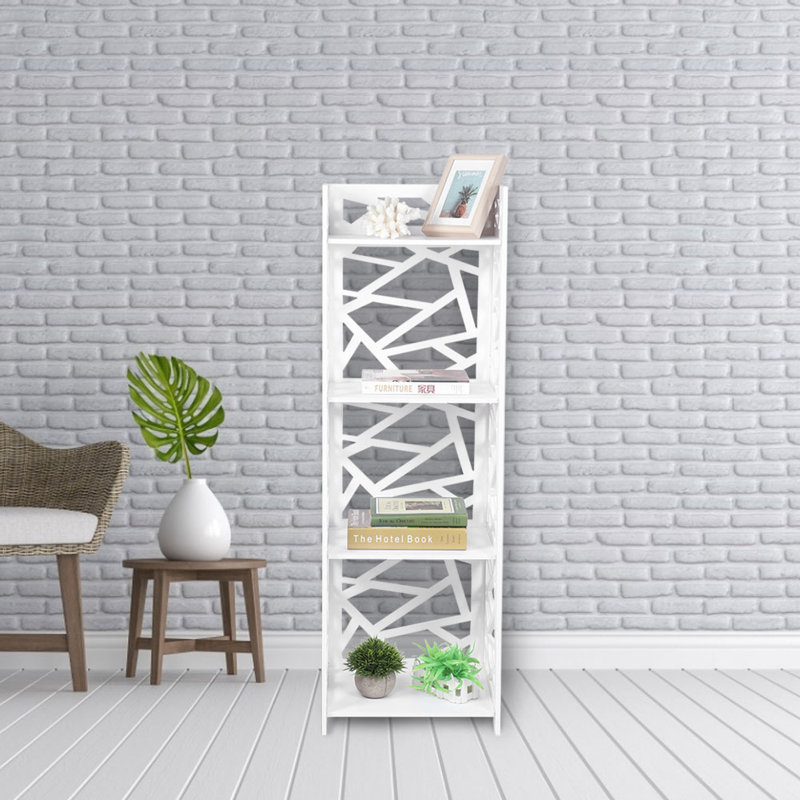 Étagère à fleurs/porte-plantes à 4 niveaux, creuse et sculptée, avec bibliothèque, pour ranger vos affaires à la maison