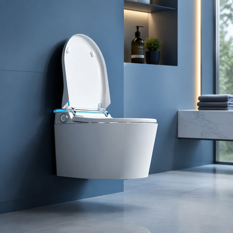 Toilette murale intelligente avec ouverture automatique du couvercle et bidet