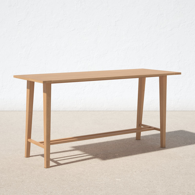 Knightly 85'' Natural Teak Outdoor Bar Table with Umbrella Hole