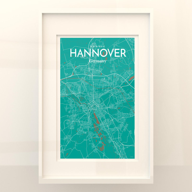 Hannover City Map in Nature 1 Piece Wall Art, 36cm H x 24cm W x 0.05cm D