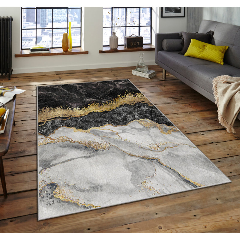 Luxurious Velvet Area Rug, 4.6 x 7.2 Feet | 100% Polyester, 740 g/m² | Non-Slip Felt Dot Underside, Machine Washable | Digital Print Design, Easy to Clean, Perfect for Living Room & Bedroom Décor