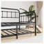 Structure de lit de jour simple en métal avec lit gigogne - plateforme de canapé-lit en acier noir robuste, aucun sommier tapissier requis