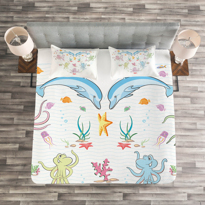 Abler White/Pink/Purple Bedspread Set, 220 x 264 cm