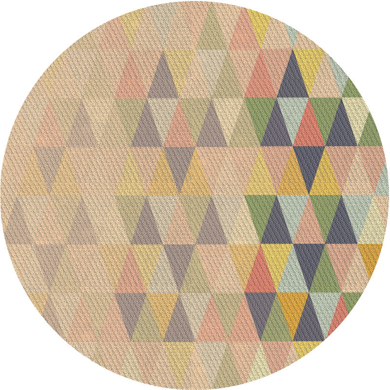 Tapis gris/crème à motifs, Rond 6 pi