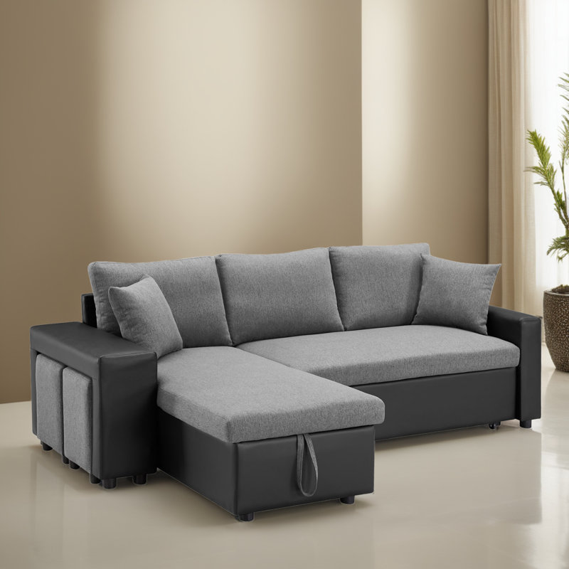 Canapé-lit modulaire réversible 92,62 po avec méridienne et rangement