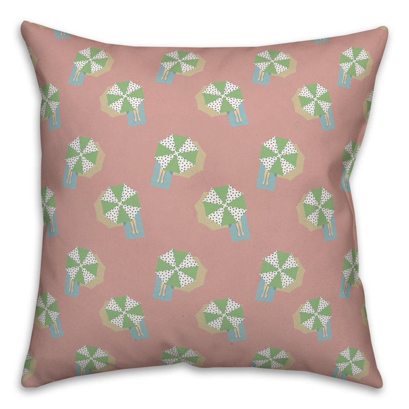 Toile Reversible Throw Pillow, Pink/Green