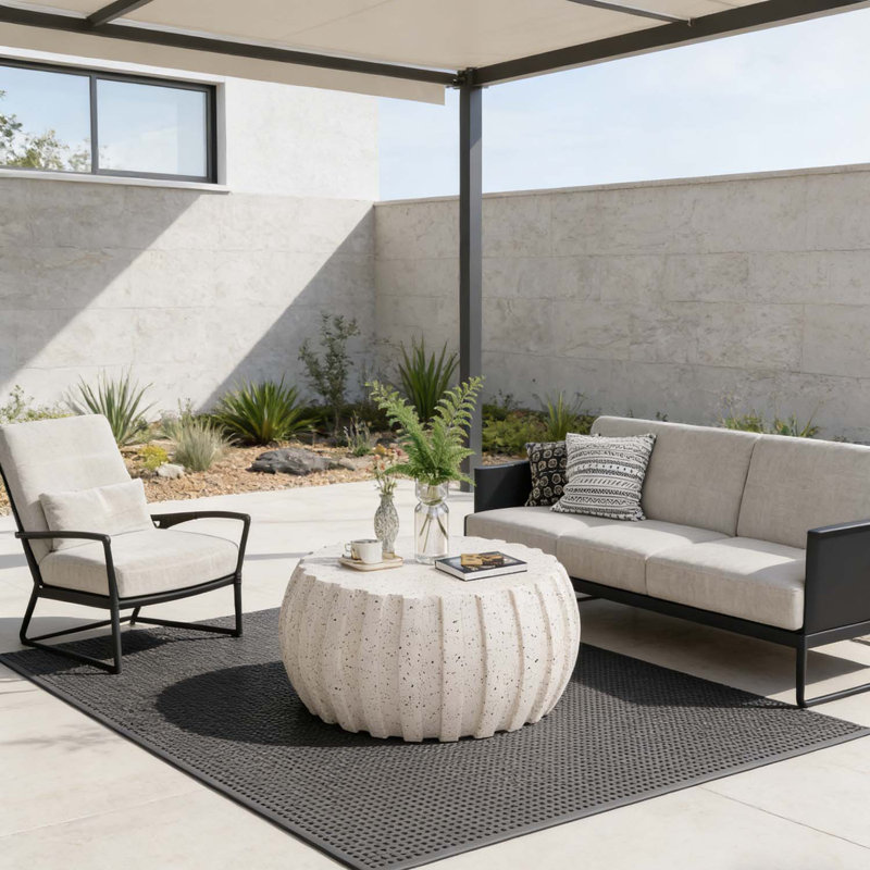 Table basse moderne, durable et polyvalente pour une utilisation intérieure et extérieure, Blanc