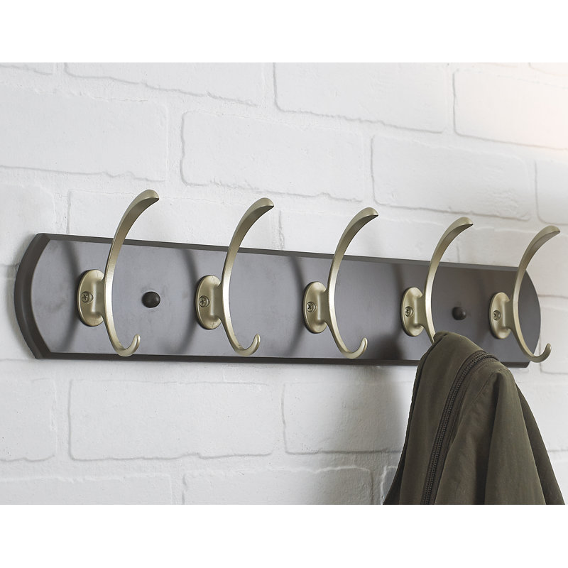 Transitional Wall Mounted Coat Rack, Espresso/Matte Nickel