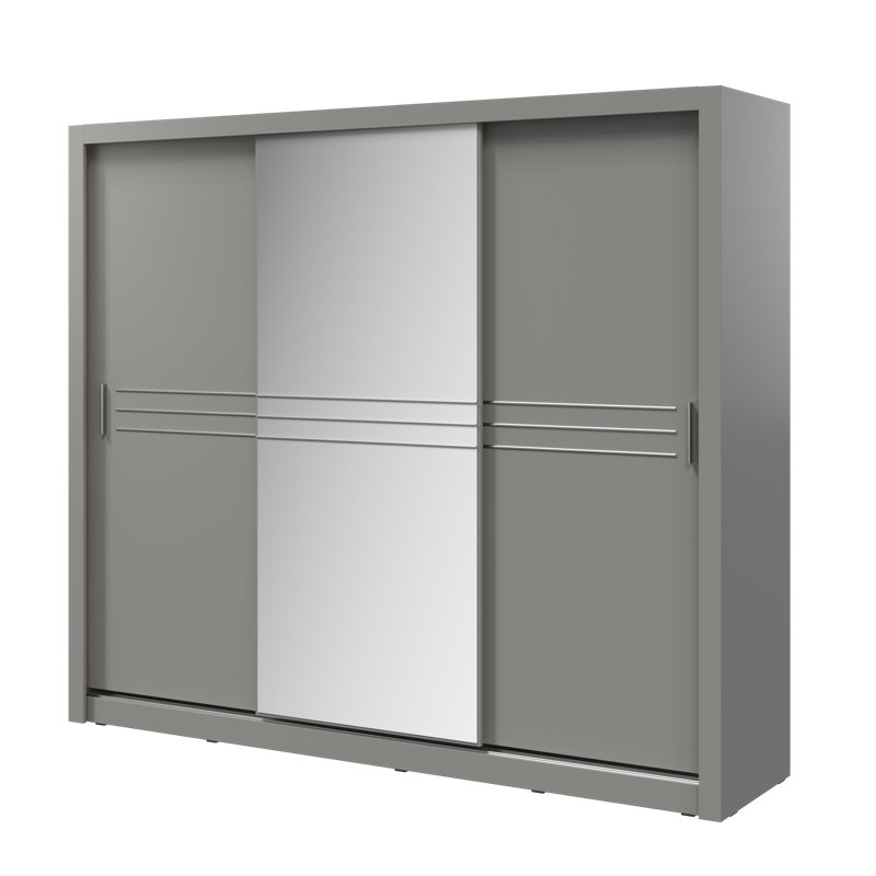 Minnis 3 Door Manufactured Wood Wardrobe, Matte Grey