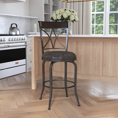 Swivel Upholstered Counter Stool with Metal Frame