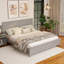 Tête de lit et pied de lit de style campagnard grand avec porte de grange de style campagnard, lit en bois de pin avec cadre de lit renforcé, gris-133653770-133653766