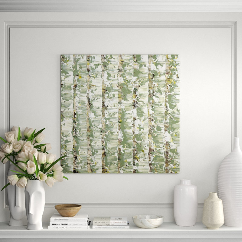 Green Birches Painting, 36" H x 36" W x 1.5" D, Plexi