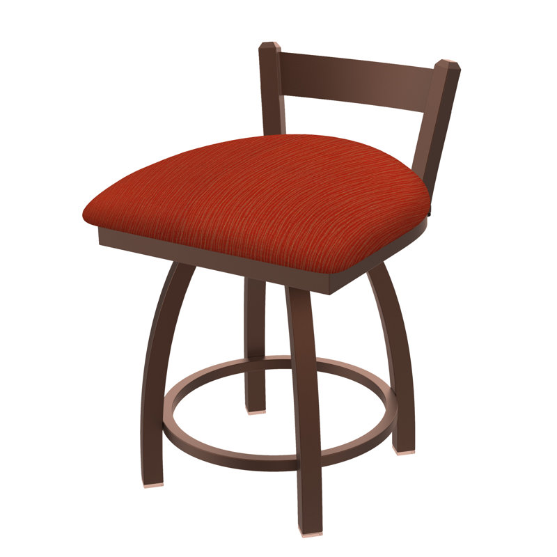Tabouret de coiffeuse en métal Catalina, Tissu graphique coquelicot, Bronze
