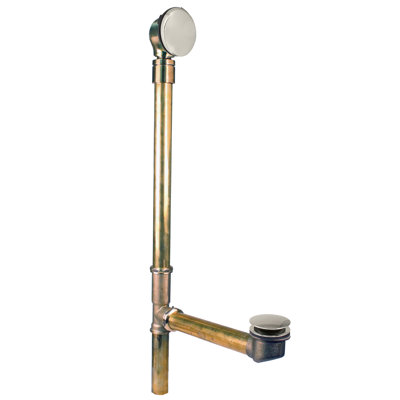 25" Tip-Toe Bathtub Leg Drain Assembly with No-Hole Overflow on Adjustable Ball Joint