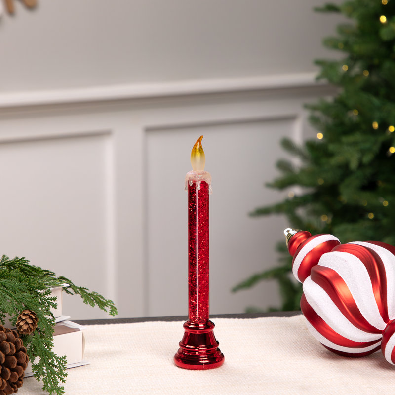 Lampe bougie de Noël rouge à DEL scintillante sans flamme - 9,25 po