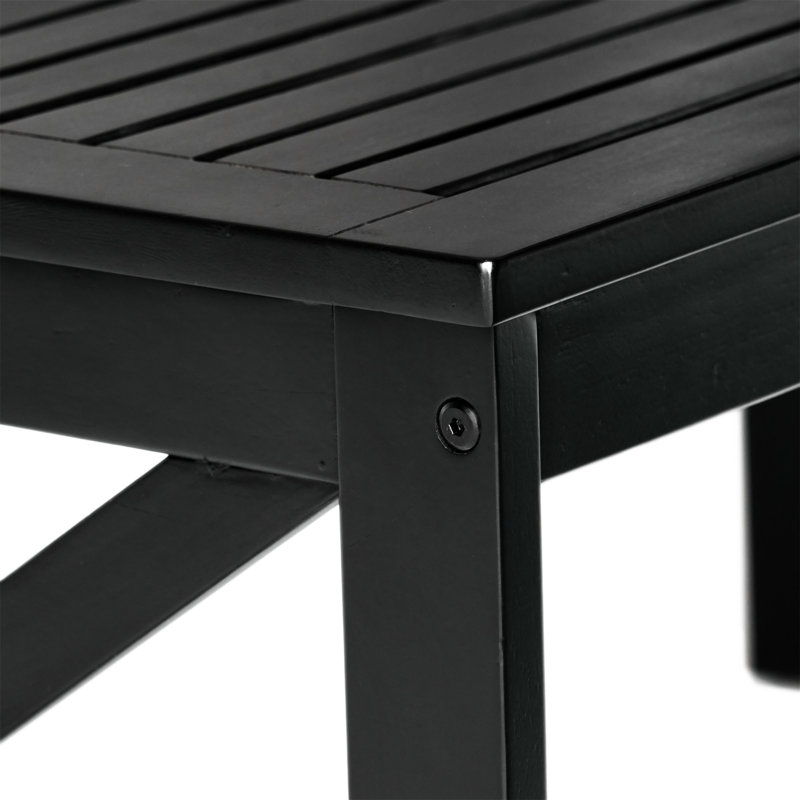 Black Acacia Wood Outdoor Rectangle Coffee Table