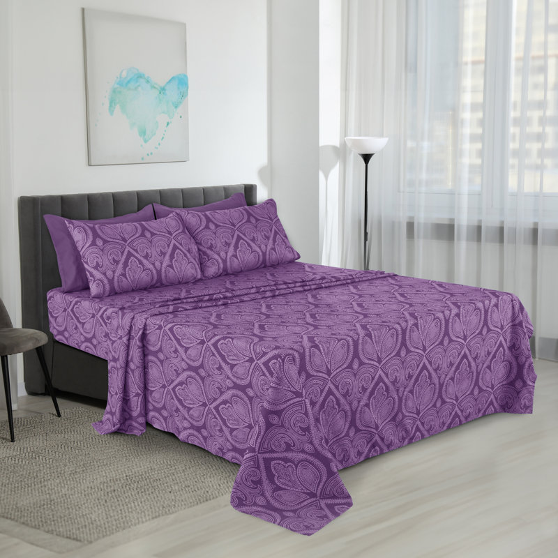 Ensemble de draps en microfibre Lux Hotel, Ensemble de draps pour lit double + un drap-housse, Mauve