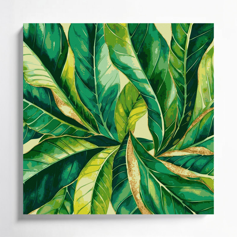«Hawaiian Ti Leaves», art mural sur toile verte, H 8 po x l 8 po